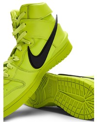 Мужские зелено-желтые кожаные высокие кеды от Nike