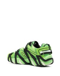 Мужские зелено-желтые кожаные низкие кеды от Diesel