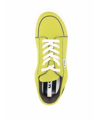 Мужские зелено-желтые кожаные низкие кеды от Sunnei