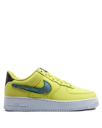 Мужские зелено-желтые кожаные низкие кеды от Nike