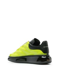 Мужские зелено-желтые кожаные низкие кеды от Alexander McQueen