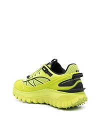 Мужские зелено-желтые кожаные низкие кеды от Moncler