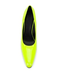 Зелено-желтые кожаные туфли от Balenciaga
