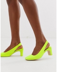 Зелено-желтые кожаные туфли от ASOS DESIGN