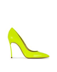 Зелено-желтые кожаные туфли от Casadei