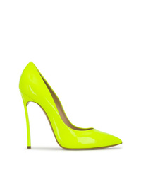 Зелено-желтые кожаные туфли от Casadei