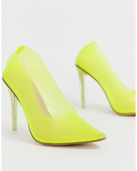 Зелено-желтые кожаные туфли от Public Desire
