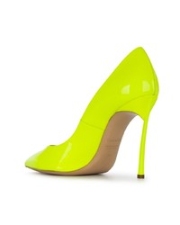 Зелено-желтые кожаные туфли от Casadei