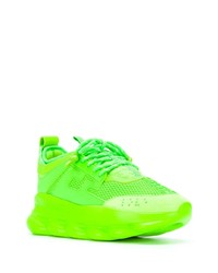 Мужские зелено-желтые кроссовки от Versace