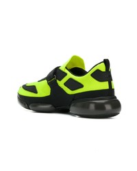 Мужские зелено-желтые кроссовки от Prada