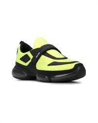 Мужские зелено-желтые кроссовки от Prada