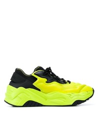 Мужские зелено-желтые кроссовки от Just Cavalli