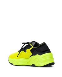 Мужские зелено-желтые кроссовки от Just Cavalli