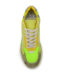 Мужские зелено-желтые кроссовки от Premiata