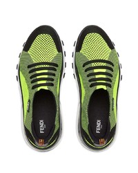 Мужские зелено-желтые кроссовки от Fendi