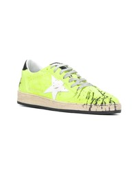 Мужские зелено-желтые низкие кеды из плотной ткани от Golden Goose Deluxe Brand