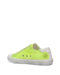 Мужские зелено-желтые низкие кеды от Saint Laurent