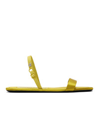 Зелено-желтые сатиновые сандалии на плоской подошве от Alexander Wang