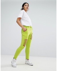 Зелено-желтые спортивные штаны