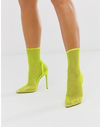 Зелено-желтые туфли в крупную сеточку
