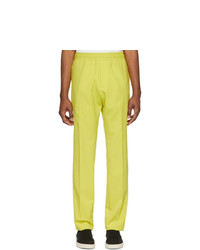 Зелено-желтые шерстяные брюки чинос