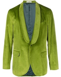 Мужской зелено-желтый бархатный пиджак от Boglioli