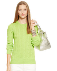 Зелено-желтый вязаный свитер