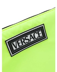 Мужской зелено-желтый кожаный мужской клатч от Versace