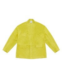Мужской зелено-желтый кожаный пиджак от Marcelo Burlon County of Milan
