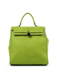 Женский зелено-желтый кожаный рюкзак