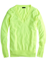 Зелено-желтый свитер с v-образным вырезом