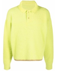 Мужской зелено-желтый свитер с воротником поло от Jacquemus