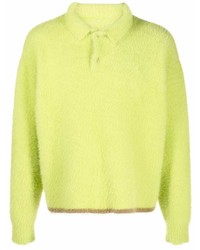 Мужской зелено-желтый свитер с воротником поло от Jacquemus