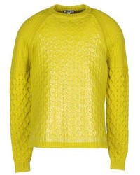 Зелено-желтый свитер с круглым вырезом