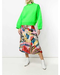 Женский зелено-желтый свитер с круглым вырезом с принтом от MSGM