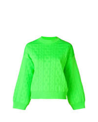 Женский зелено-желтый свитер с круглым вырезом с принтом от MSGM