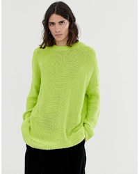 Мужской зелено-желтый свитер с круглым вырезом от ASOS DESIGN