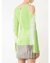 Женский зелено-желтый свитер с круглым вырезом от David Koma