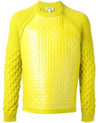 Мужской зелено-желтый свитер с круглым вырезом от Kenzo