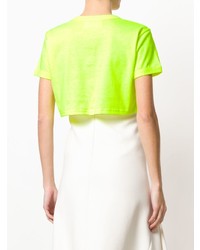 Зелено-желтый укороченный топ с принтом от Alberta Ferretti