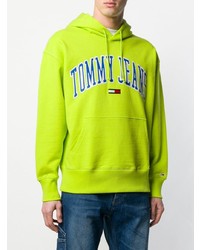 Мужской зелено-желтый худи с принтом от Tommy Jeans