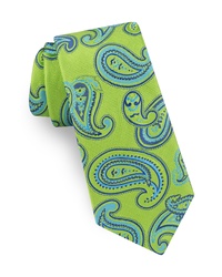 Зелено-желтый шелковый галстук с "огурцами"