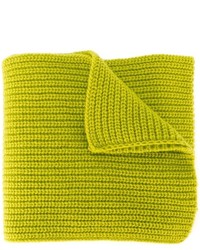 Мужской зелено-желтый шерстяной вязаный шарф от Stone Island