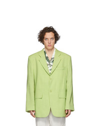 Мужской зелено-желтый шерстяной пиджак от Jacquemus