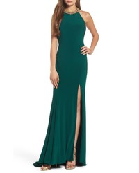 Зеленое вечернее платье из бисера