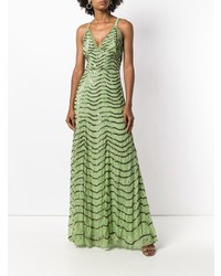 Зеленое вечернее платье с пайетками с украшением от Temperley London