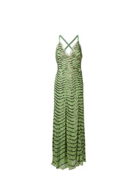 Зеленое вечернее платье с пайетками с украшением от Temperley London