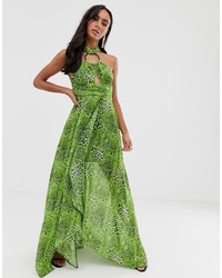 Зеленое вечернее платье с принтом от ASOS DESIGN