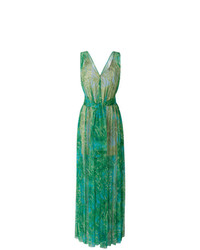 Зеленое вечернее платье с принтом от MSGM