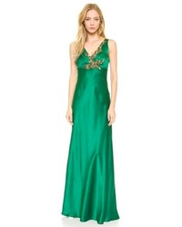 Зеленое вечернее платье с украшением от Alberta Ferretti